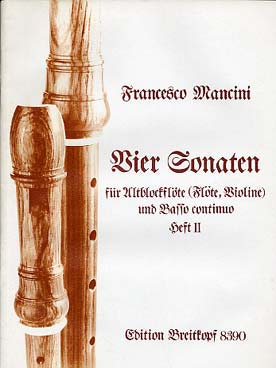 Illustration de 4 Sonates pour flûte à bec alto - Vol. 2 : N° 5 en ré M, N° 9 en fa m