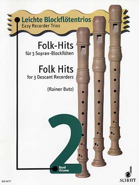 Illustration de TRIOS FACILES pour 3 flûtes à bec soprano, arrangés par Rainer Butz - Vol. 2 : Folk Hits (A londonderry air, Scarborough fair, Auld land syne...)