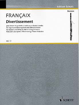Illustration de Divertissement pour basson et quintette à cordes, réduction piano