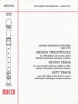 Illustration de 7 Triostücke pour 2 flûtes à bec soprano et alto et basse continue