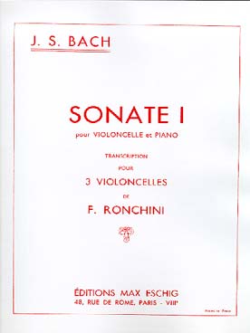 Illustration de Sonate N° 1 en sol M pour violoncelle et piano, tr. Ronchini pour 3 violoncelles