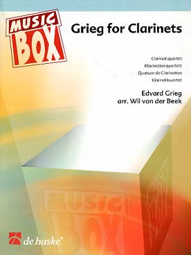 Illustration de Grieg for clarinets : 4 arrangements de van der Beek pour quatuor de clarinettes