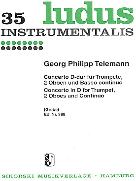 Illustration de Concerto en ré M pour trompette, 2 hautbois et basse continue (C + P)