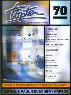 Illustration de Collection TOP : édition simplifiée avec ligne mélodique +accords clavier/guitare - TOP TEN N° 70