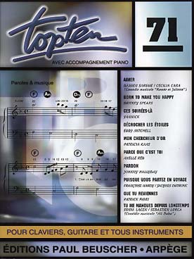 Illustration de Collection TOP : édition simplifiée avec ligne mélodique +accords clavier/guitare - TOP TEN N° 71