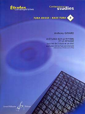 Illustration de Études contemporaines pour tuba - N° 5 : 24 Études sur le rythme et le détaché, suivies de 2 duos et 1 trio