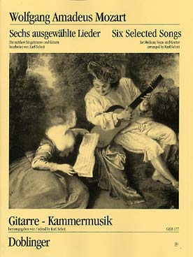 Illustration de 6 Selected songs pour voix moyenne et guitare (tr. Scheit)