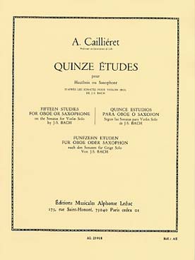 Illustration de 15 Études pour hautbois ou saxophone  d'après les sonates pour violon seul de  J.S BACH