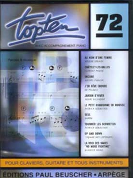 Illustration de Collection TOP : édition simplifiée avec ligne mélodique +accords clavier/guitare - TOP TEN N° 72