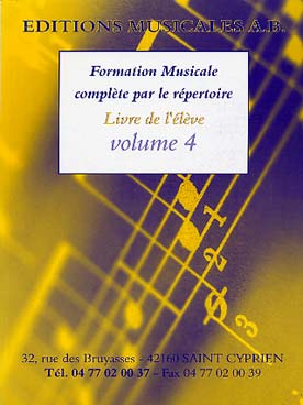 Illustration de Formation musicale complète par le répertoire - Vol. 4 : livre de l'élève avec CD ou fichier MP3 à télécharger