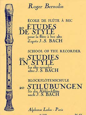 Illustration de 20 études de styles pour flûte à bec alto d'après Bach