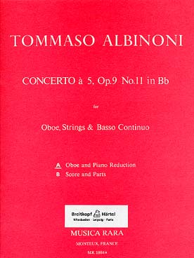 Illustration de Concerto à 5 op. 9/11 en si b m, réduction piano