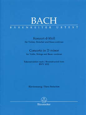 Illustration de Concerto BWV 1052 en ré m d'après le concerto pour clavecin BWV 1052 - éd. Bärenreiter