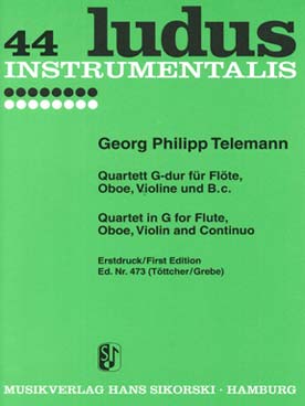 Illustration de Quatuor en sol M pour flûte, hautbois, violon et basse continue