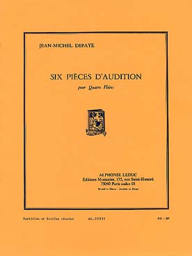 Illustration de 6 Pièces d'audition pour 4 flûtes (C + P)