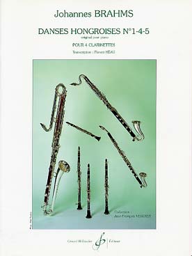 Illustration de Danses hongroises N° 1, 4 et 5 (tr. Héau pour 4 clarinettes)