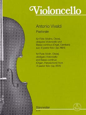 Illustration de Pastorale op. 13/4 en la M pour flûte (violon, hautbois), violoncelle et basse continue