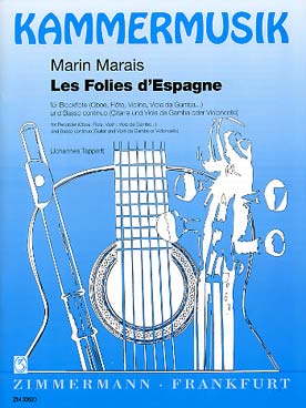 Illustration de Les Folies d'Espagne pour flûte à bec (hautbois/flûte /violon) et et basse continue (guitare/violoncelle)