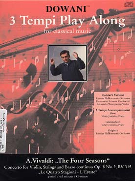 Illustration de Les 4 Saisons op. 8, concertos pour violon, cordes et basse continue (violon + CD) - N° 2 RV 315 en sol m : L'Été  