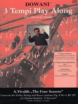 Illustration de Les 4 Saisons op. 8, concertos pour violon, cordes et basse continue (violon + CD) - N° 4 RV 297 en fa m : L'Hiver