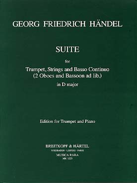 Illustration de Suite en ré M pour trompette, cordes et basse continue (2 hautbois et basson ad lib.), réd. trompette et piano