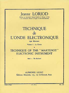 Illustration de Technique de l'onde électronique, type Martenot - Vol. 1 : jeu de clavier