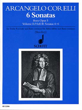 Illustration de Sonates op. 5 pour flûte à bec et basse continue - Vol. 2 : sonates 4 à 6