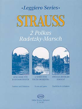 Illustration de 2 Polkas - Marche de Radetzky pour jeune orchestre à cordes (5 V1, 4 V2, 4 V3, 3 Vc, 2 Cb)