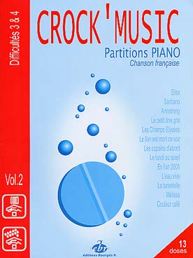 Illustration de CROCK'MUSIC, chansons françaises tr. pour piano par Patrice Bourgès-Rouhaut - Vol. 2 : 13 chansons