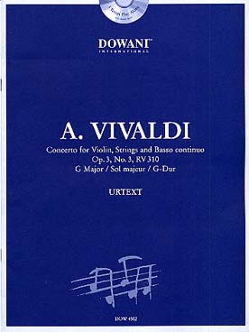 Illustration de Concerto op. 3 "L'Estro armonico" N° 3  RV 310 en sol M pour violon, cordes et basse continue (avec CD orchestre)
