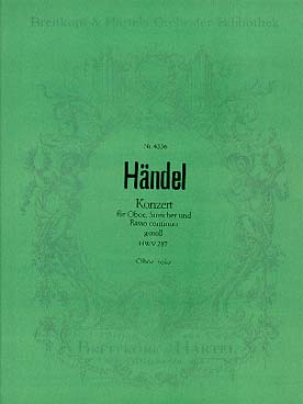 Illustration de Concerto N° 3 HWV 287 en sol m pour hautbois - Clavecin