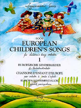 Illustration de EUROPEAN CHILDREN'S SONGS pour orchestre à cordes débutant : 3 V1, 3 V2, 3 V3, 2 Vc - Vol. 1
