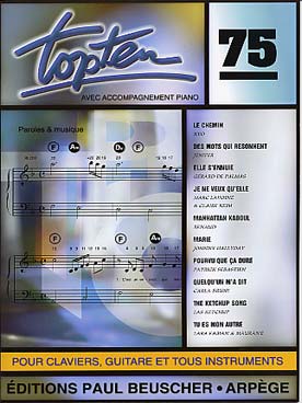 Illustration de Collection TOP : édition simplifiée avec ligne mélodique +accords clavier/guitare - TOP TEN N° 75