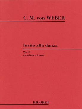 Illustration de Invitation à la valse op. 65 en ré b M transcription pour piano 4 mains