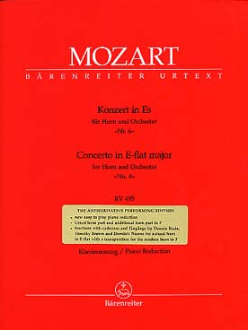 Illustration de Concerto N° 4 K 495 en mi b M, réd. piano - éd. Bärenreiter