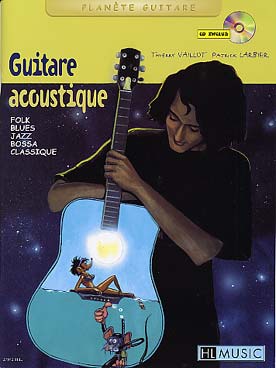 Illustration de Guitare acoustique avec CD : folk, blues, jazz, bossa, classique (solfège et tablature)