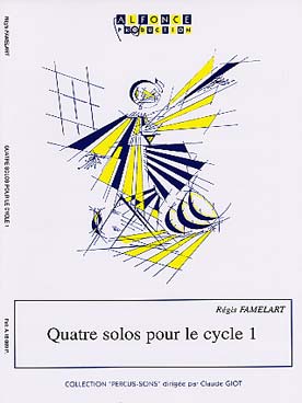 Illustration de 4 solos pour le cycle 1 pour caisse claire, grosse caisse à pédale, tambour de basque et triangle