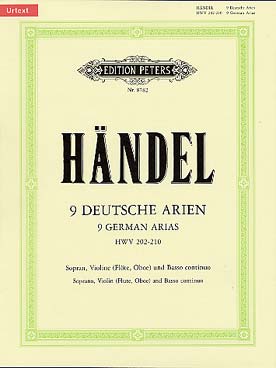 Illustration de 9 Airs allemands HWV 202-210 pour voix de soprano, violon (ou flûte ou hautbois) et basse continue