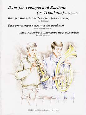 Illustration de DUOS POUR TROMPETTE ET TROMBONE ou baryton pour les premiers pas