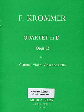 Illustration de Quatuor op. 82 en ré M pour clarinette, violon, alto et violoncelle - Parties séparées