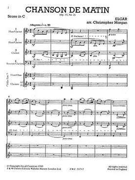 Illustration de MIXED BAG : ensembles variables pour bois (C + P) - N° 25 : ELGAR Chanson de matin