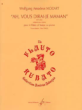 Illustration de Ah! vous dirai-je maman K 265, tr. Engel pour 4 flûtes et harpe ou piano