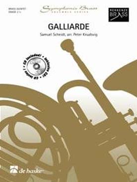 Illustration de Galliarde, tr. Knudsvig pour quintette de cuivres (2 trompettes si b, cor en fa ou mi b, trombone, tuba ut ou basse mib)