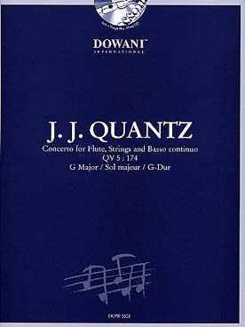 Illustration de Concerto QV 5:174 en sol M pour flûte, cordes et basse continue (flûte + réd. piano + CD)
