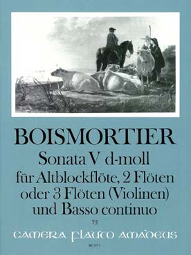 Illustration de 6 Sonates op. 34 pour flûte à bec et 2 flûtes ou 3 flûtes (ou violons) et basse continue - Sonate N° 5 en ré min