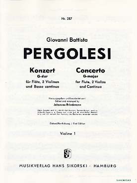 Illustration de Concerto en sol M pour flûte, 2 violons et basse continue - Parties