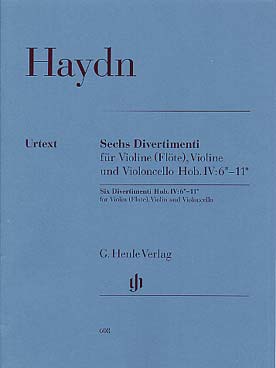 Illustration de 6 Divertimenti Hob. IV pour violon (ou flûte), violon et violoncelle - N° 6 à 11