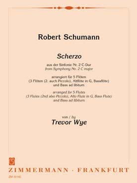 Illustration de Scherzo de la symphonie N° 2 en do M pour 3 flûtes, flûte alto en sol, flûte basse et contrebasse ou violoncelle
