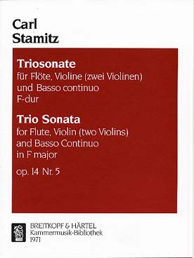 Illustration de Triosonate op. 14/5 en fa M pour flûte, violon et basse continue