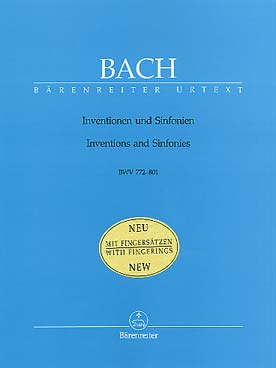 Illustration de Inventions à 2 et 3 voix BWV 772-801 - éd. Bärenreiter (édition 2005)
